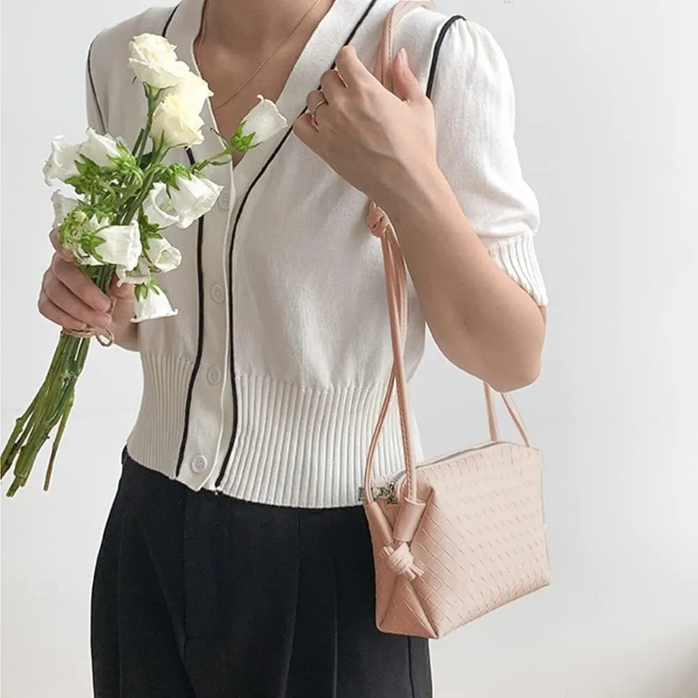 UPSONG Woven Crossbody Bags for Women，Fashion Leather Lightweight Handbags Shoulder Bag Phone Purse Ladies Messenger Bag