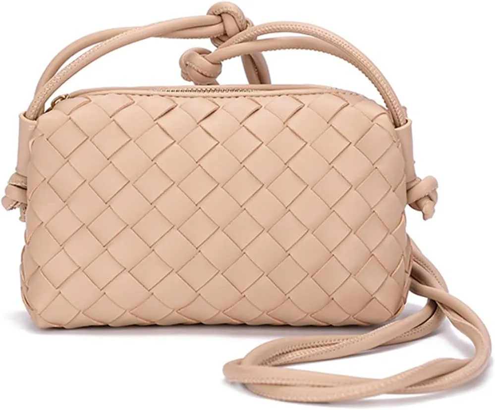 UPSONG Woven Crossbody Bags for Women，Fashion Leather Lightweight Handbags Shoulder Bag Phone Purse Ladies Messenger Bag