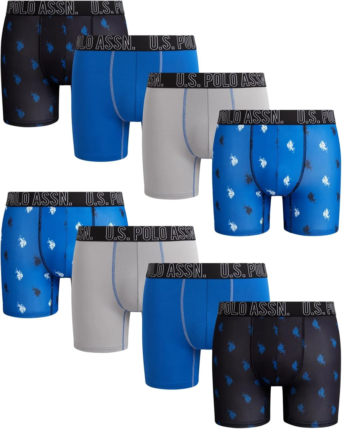 U.S. Polo Assn. Men's Underwear - Performance Stretch Boxer Briefs with Comfort Pouch (8 Pack)