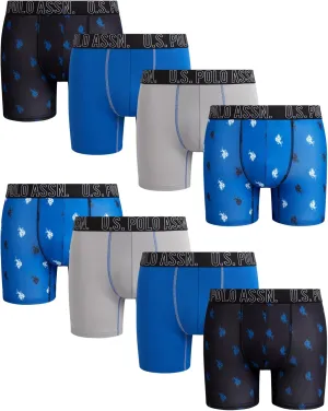 U.S. Polo Assn. Men's Underwear - Performance Stretch Boxer Briefs with Comfort Pouch (8 Pack)