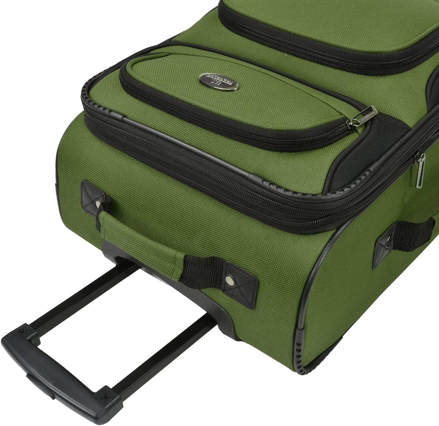 U.S. Traveler Lightweight Rolling 20" Carry On Luggage Softside Suitcase, Green, 4 Wheel