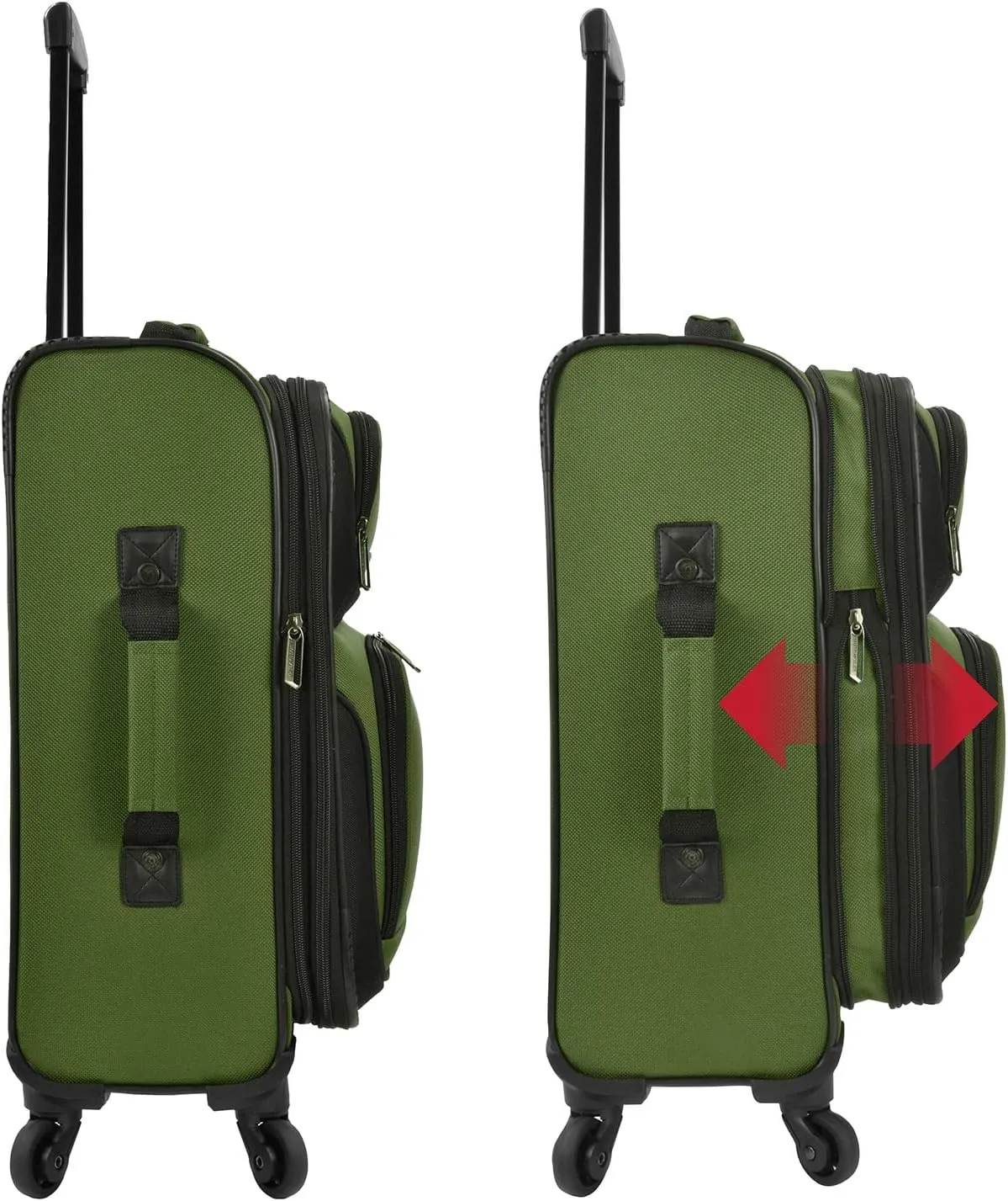 U.S. Traveler Lightweight Rolling 20" Carry On Luggage Softside Suitcase, Green, 4 Wheel