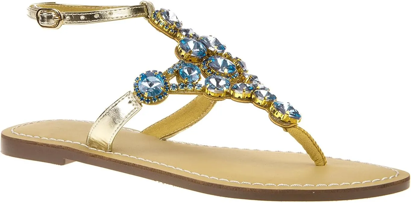 UTIKLIOU Women's Rhinestone Flat Sandals T-Strap Thong Sandals Summer Flat Sandals Flip Flop Sandals for Women