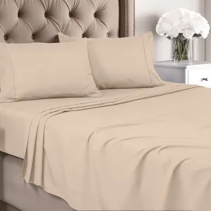 Utopia Bedding Queen Sheet Set - Brushed Microfiber - Soft Bed Sheets for Queen Size Bed Set - Includes 1 Fitted, 1 Flat, & 2 Pillow Cases - Deep Pocket (Beige)