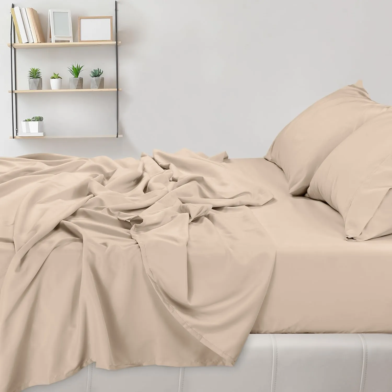Utopia Bedding Queen Sheet Set - Brushed Microfiber - Soft Bed Sheets for Queen Size Bed Set - Includes 1 Fitted, 1 Flat, & 2 Pillow Cases - Deep Pocket (Beige)