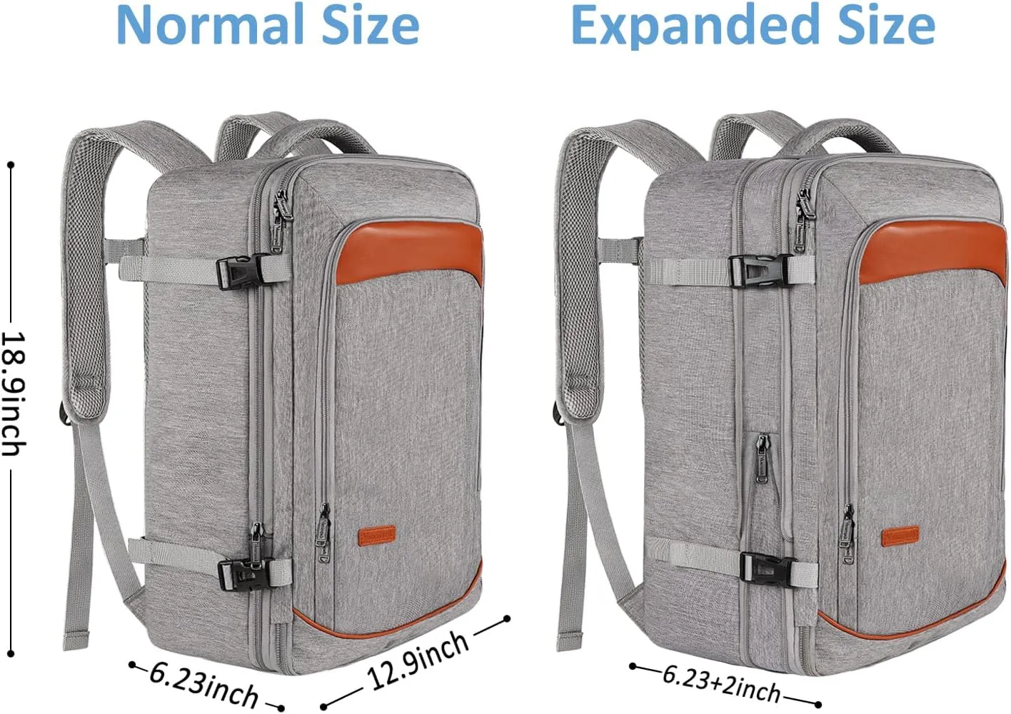Vancropak Carry on Backpack, Extra Large 40L Airline Approved Travel Backpacks with 3 Packing Cubes for Women Men, Water Resistant Expandable Overnight Luggage Daypack Business Weekender Bag, Grey