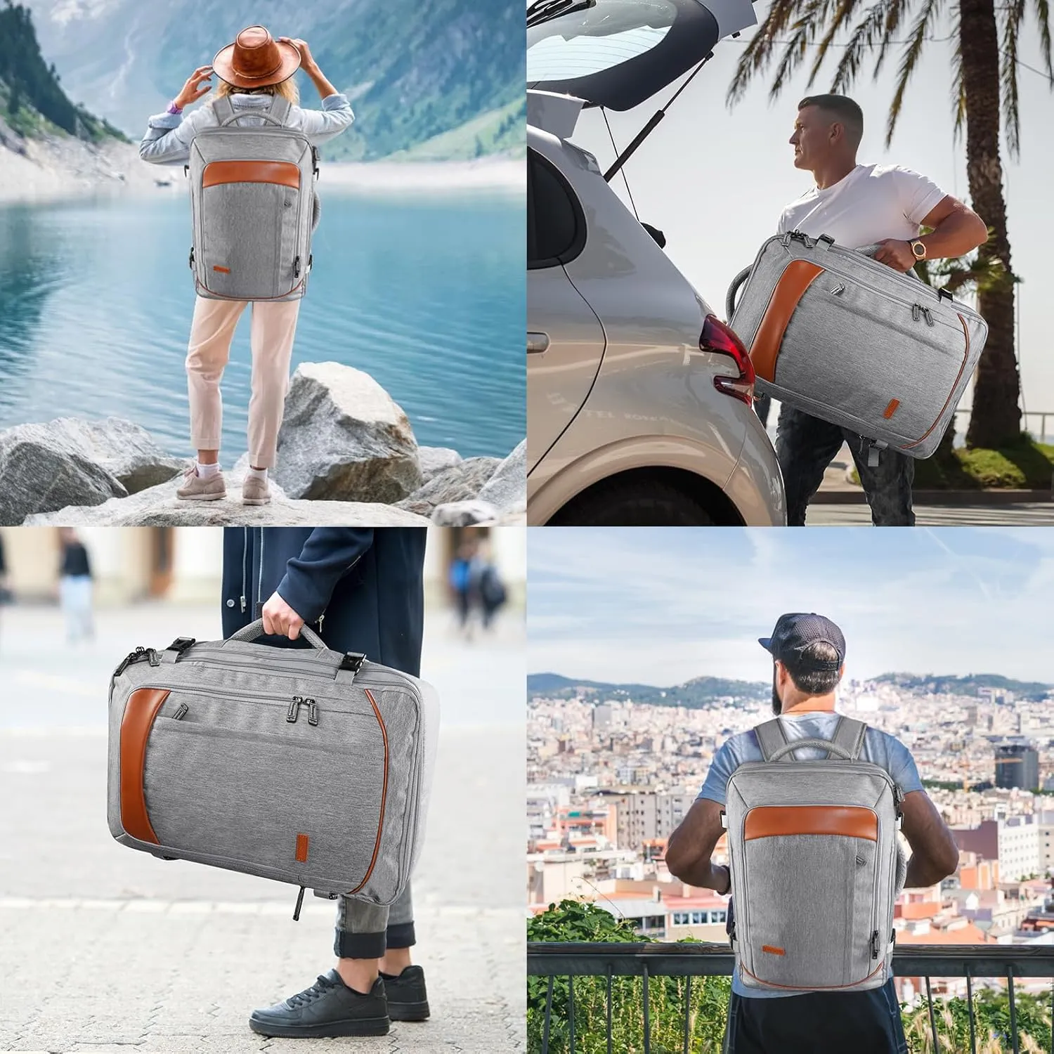 Vancropak Carry on Backpack, Extra Large 40L Airline Approved Travel Backpacks with 3 Packing Cubes for Women Men, Water Resistant Expandable Overnight Luggage Daypack Business Weekender Bag, Grey