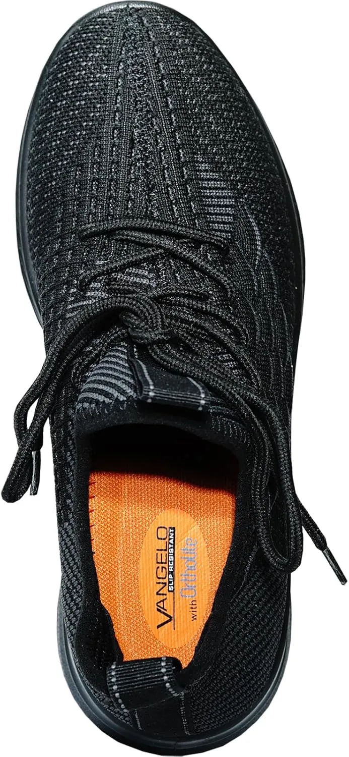 VANGELO Women Professional Slip Resistant Work Sneaker Shoe for Food Service Health Care Nurse AVA and ARIA Black