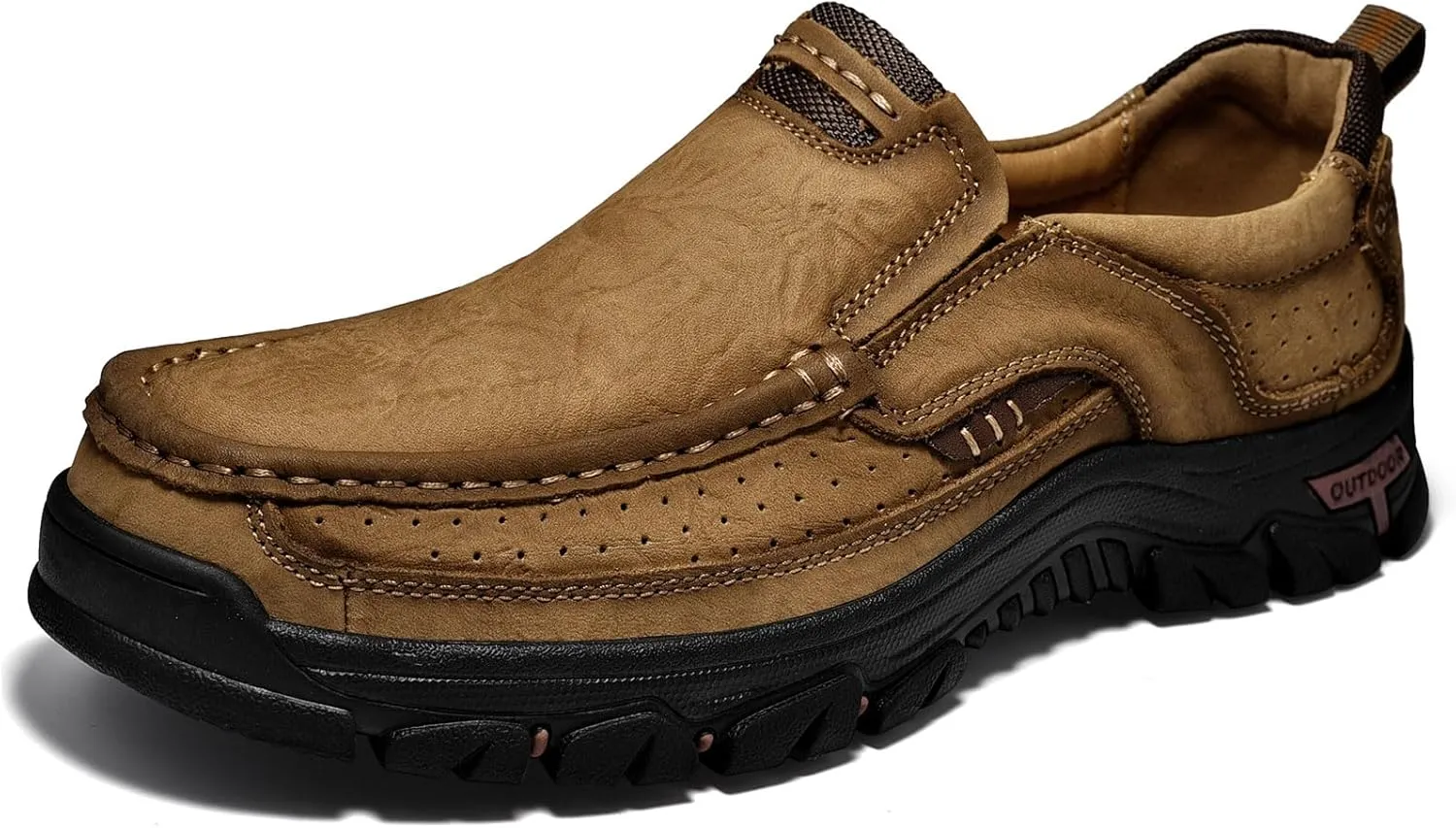 Venshine Mens Walking Shoes Leather Lightweight Breathable Casual Slip On Loafers