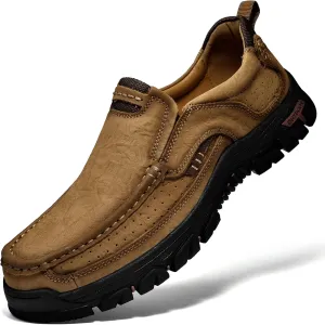 Venshine Mens Walking Shoes Leather Lightweight Breathable Casual Slip On Loafers