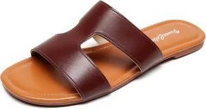 VenusCelia Women's H Band Wide Flat Sandal