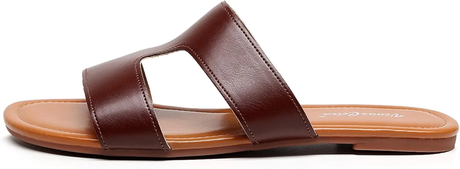 VenusCelia Women's H Band Wide Flat Sandal