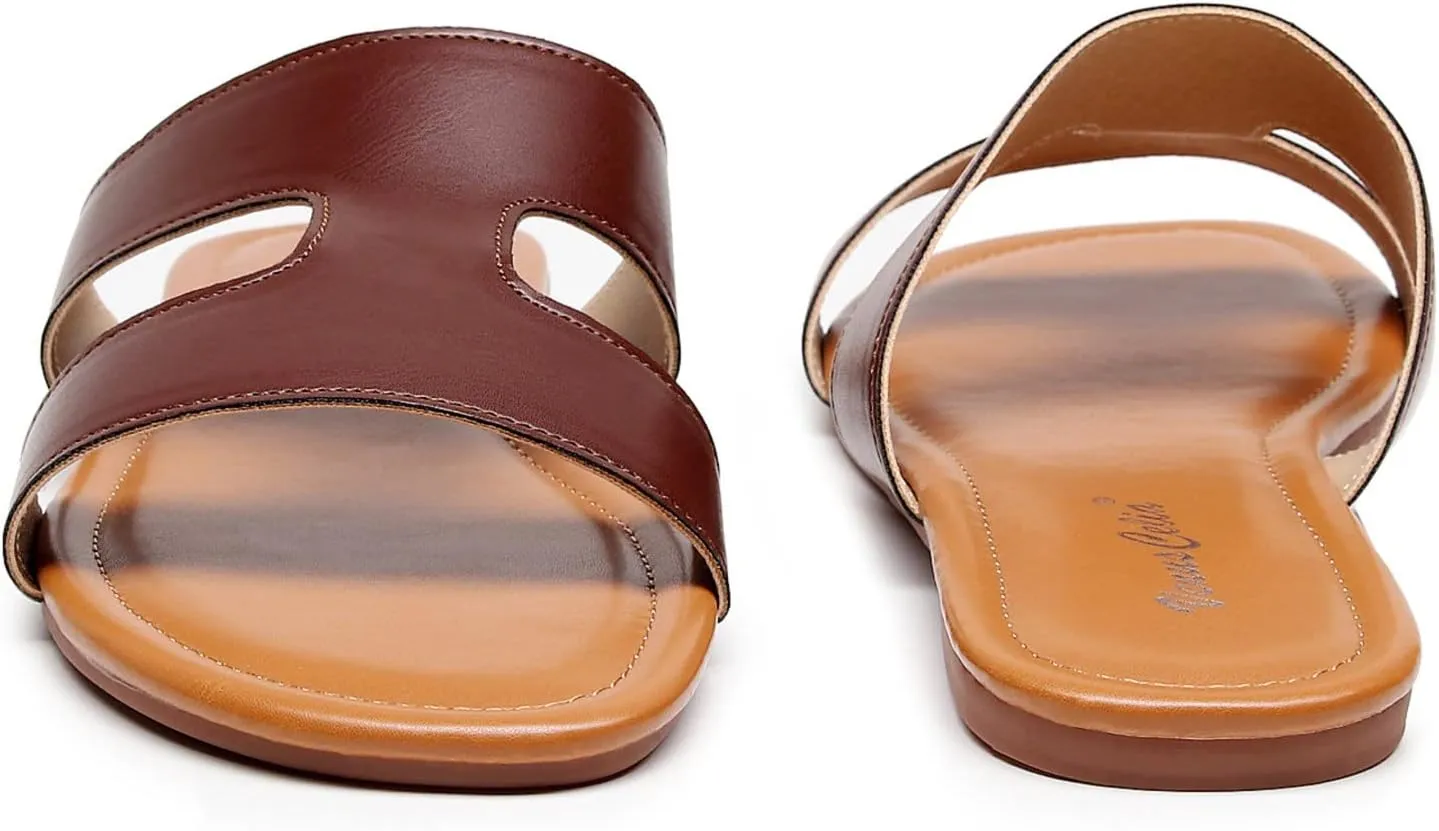 VenusCelia Women's H Band Wide Flat Sandal