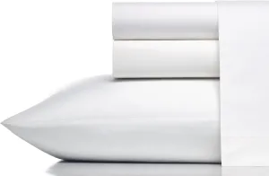 Vera Wang Percale Collection Bed Sheet Set - 100% Cotton, Crisp & Cool, Lightweight & Oeko-Tex Certified, Queen, White