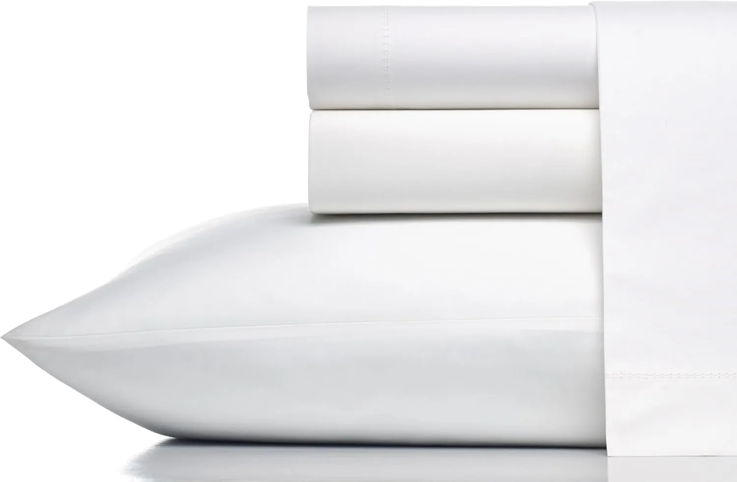 Vera Wang Percale Collection Bed Sheet Set - 100% Cotton, Crisp & Cool, Lightweight & Oeko-Tex Certified, Queen, White