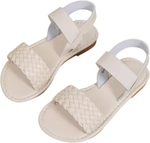 Verdusa Girl's Braided Woven Leather Sandals Ankle Strap Open Toe Flat Sandals