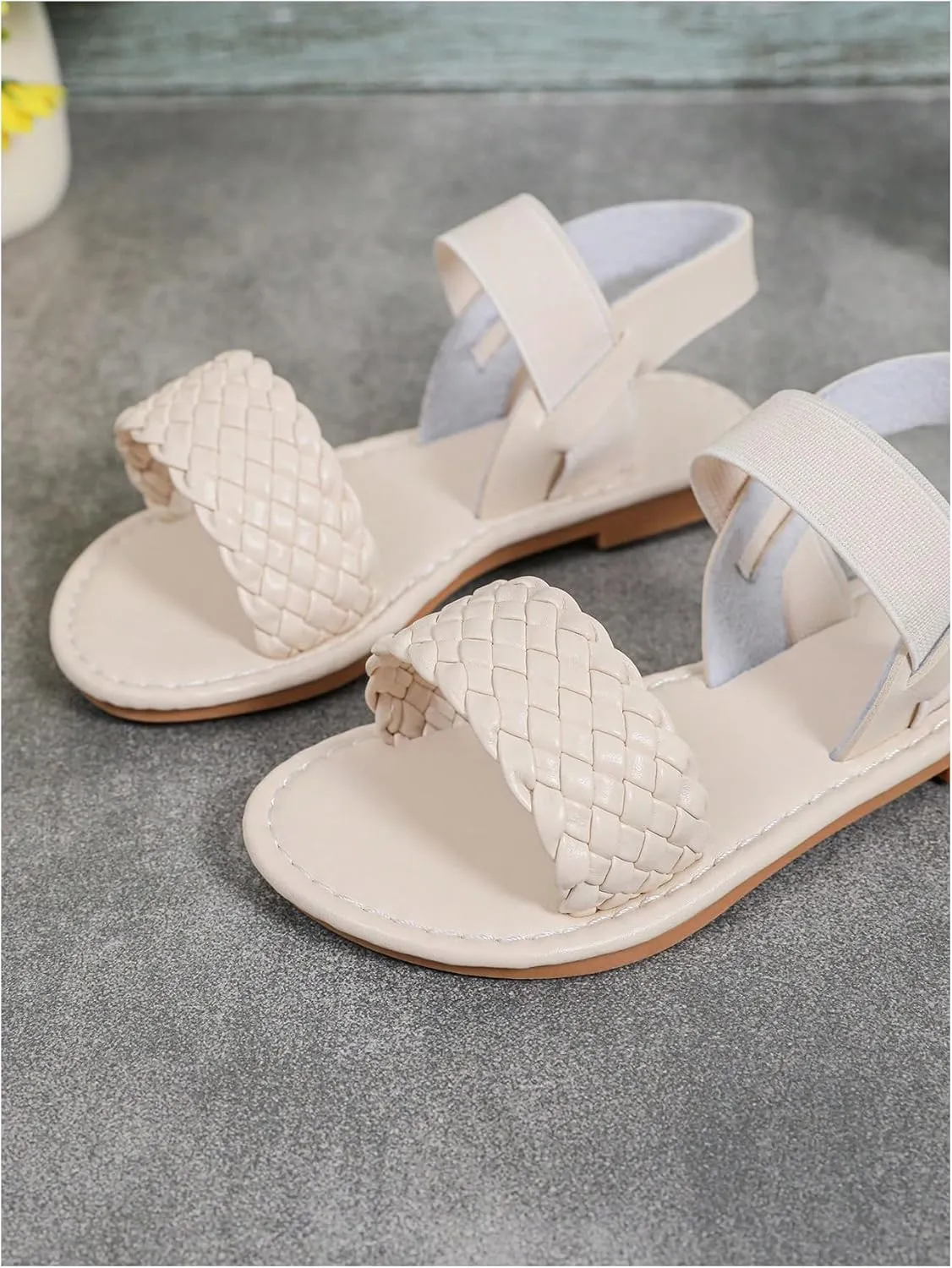Verdusa Girl's Braided Woven Leather Sandals Ankle Strap Open Toe Flat Sandals