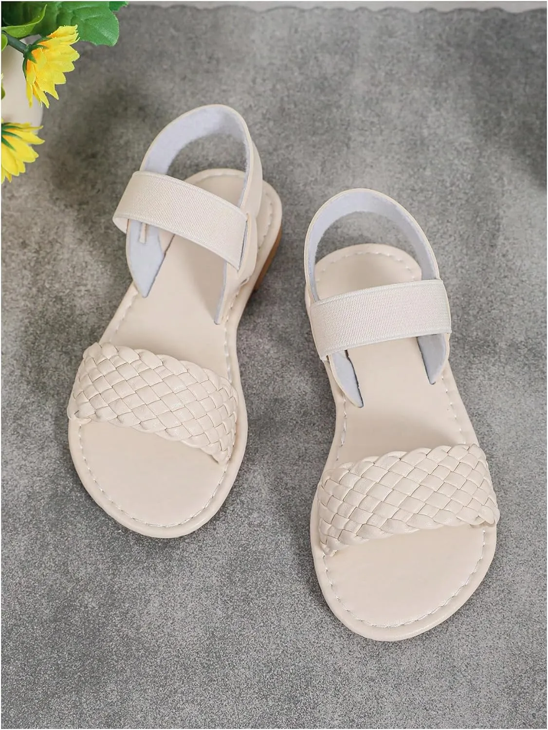 Verdusa Girl's Braided Woven Leather Sandals Ankle Strap Open Toe Flat Sandals