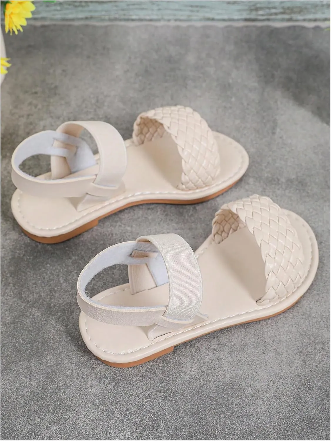 Verdusa Girl's Braided Woven Leather Sandals Ankle Strap Open Toe Flat Sandals