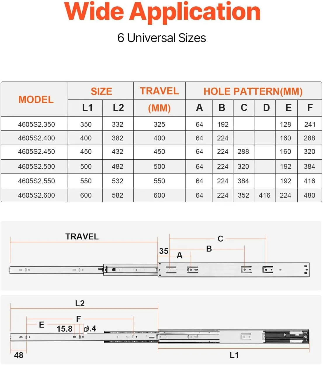 VEVOR 10 Pairs 16 Inch Soft Close Drawer Slides 14 16 18 20 22 24 Inch Heavy Duty Side Mount Rails,Ball Bearing Full Extension Noiseless Dresser Drawer Slides, 100 Lbs Load Capacity