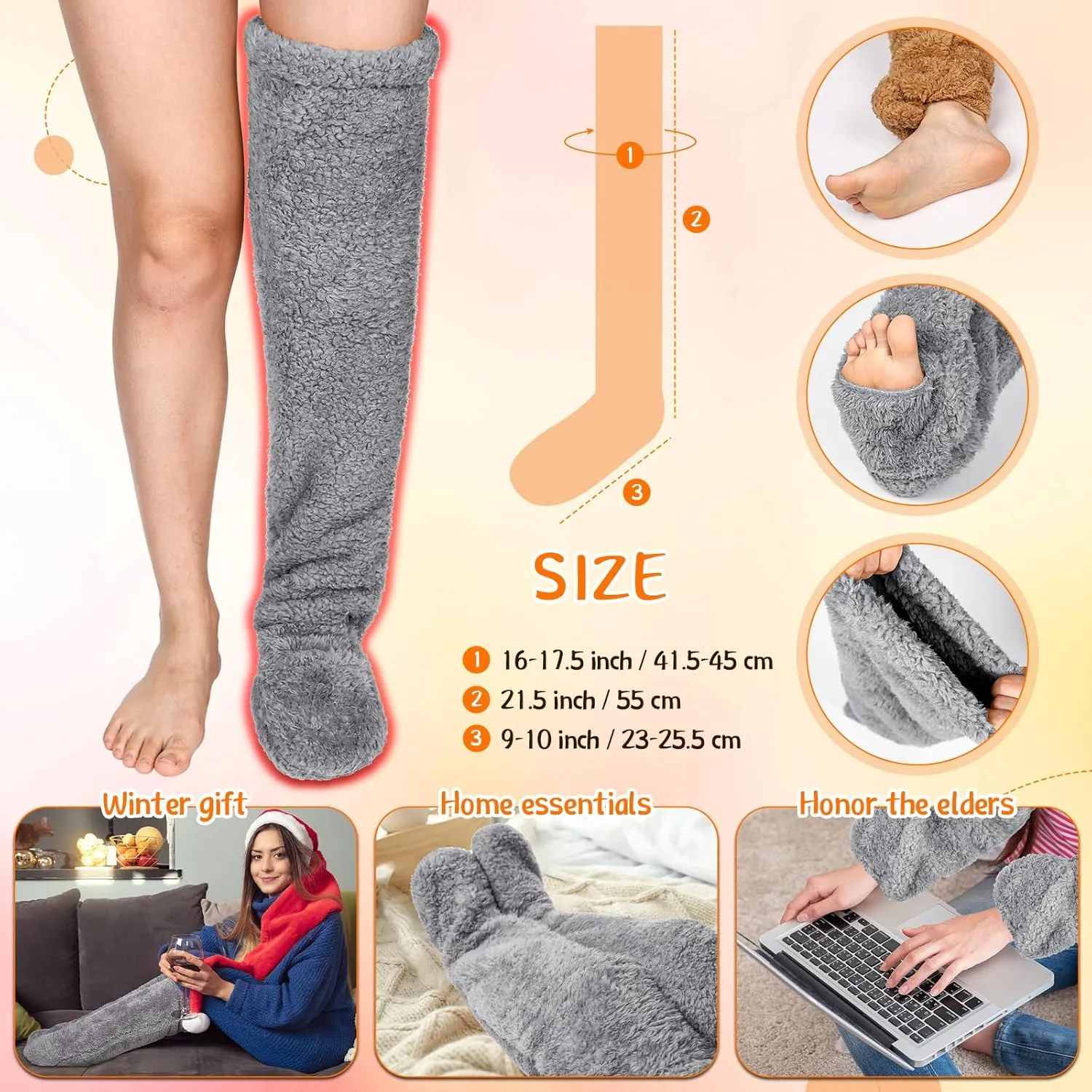 Vicenpal 2 Pairs Over Knee Fuzzy Socks Thigh High Fuzzy Socks Dreams Winter Leg Warmers for Women Sleeping