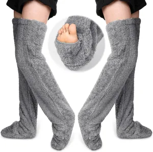Vicenpal 2 Pairs Over Knee Fuzzy Socks Thigh High Fuzzy Socks Dreams Winter Leg Warmers for Women Sleeping