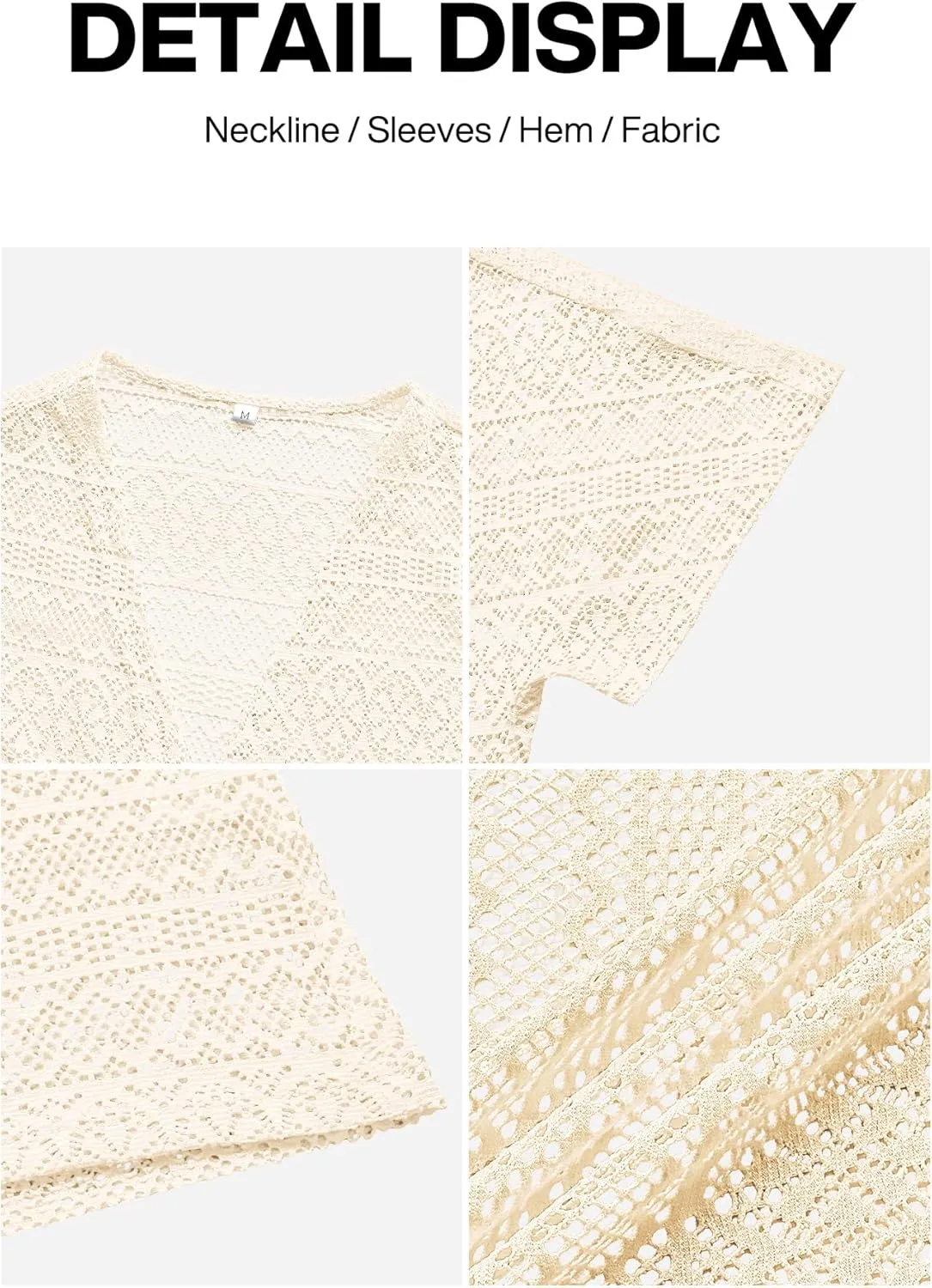 VIISHOW Women's Crochet Kimono Summer Lightweight Cardigan Open Front Hollow Out Beach Cover-Up