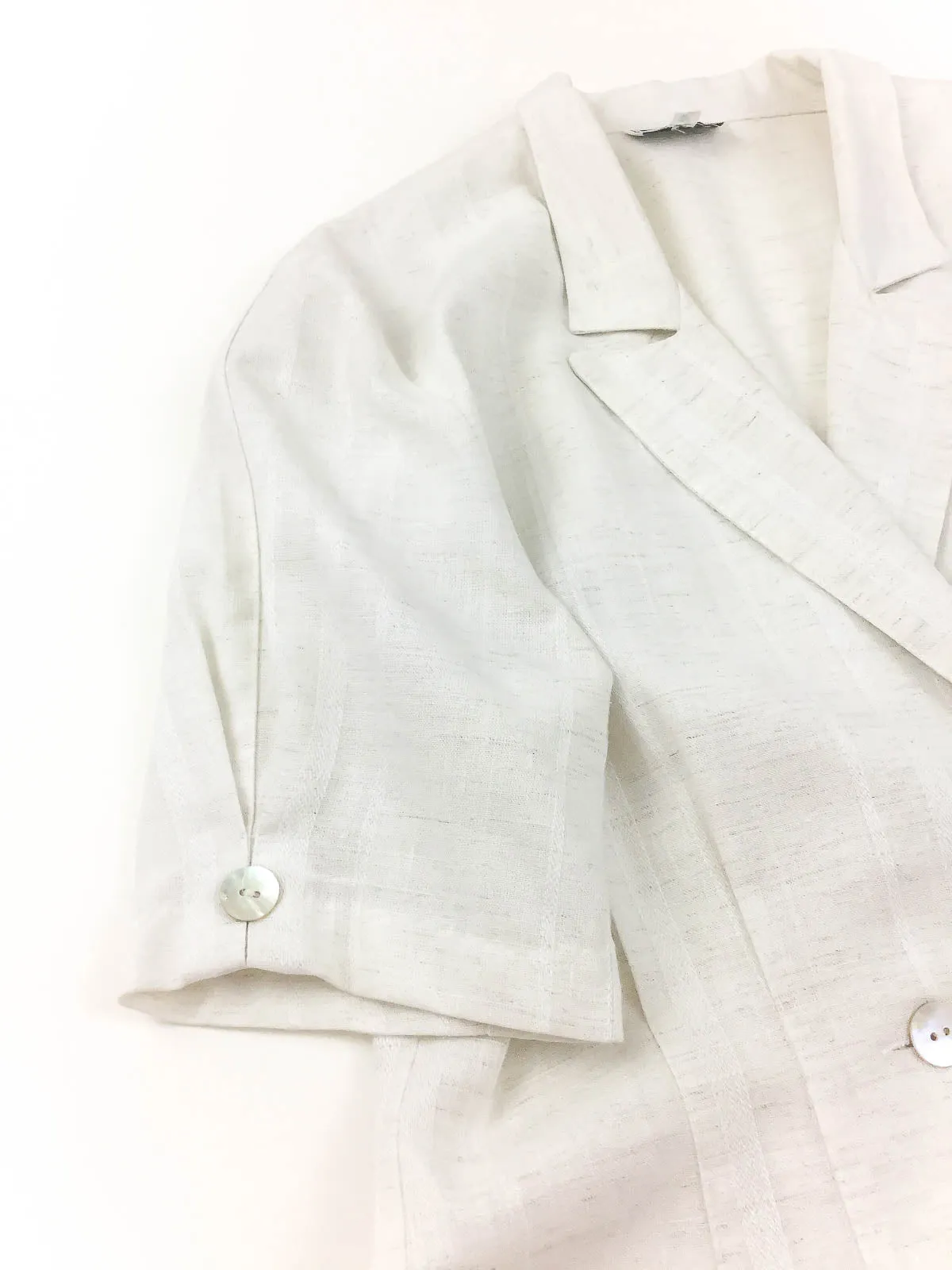 Vintage 80's short sleeve cream lightweight double breasted blazer jacket