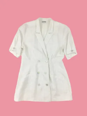 Vintage 80's short sleeve cream lightweight double breasted blazer jacket