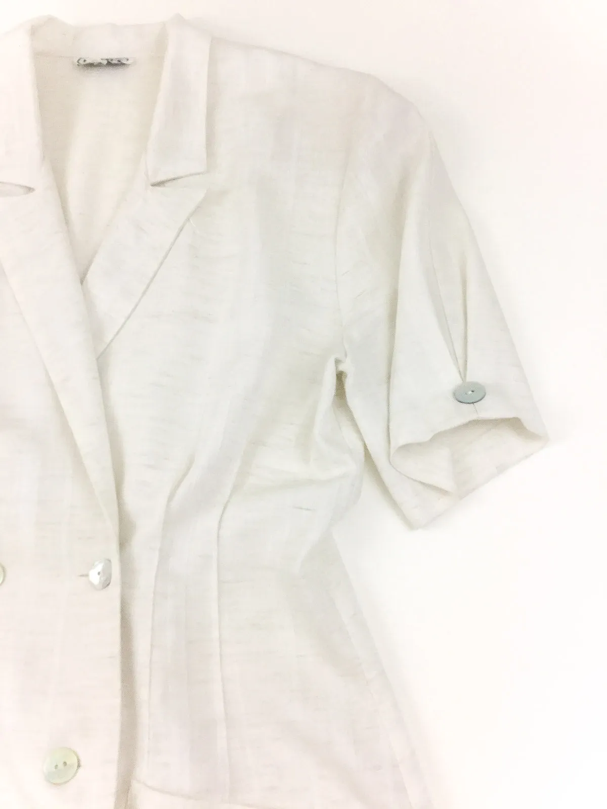 Vintage 80's short sleeve cream lightweight double breasted blazer jacket