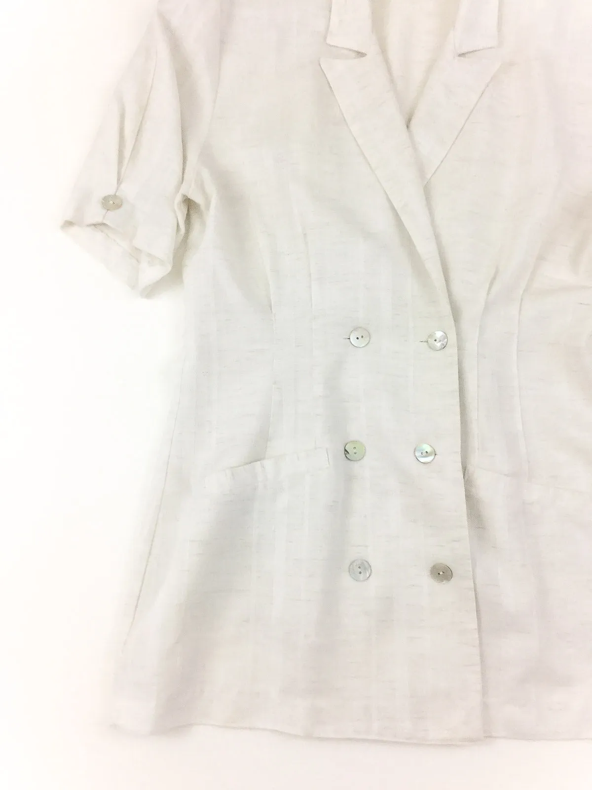 Vintage 80's short sleeve cream lightweight double breasted blazer jacket