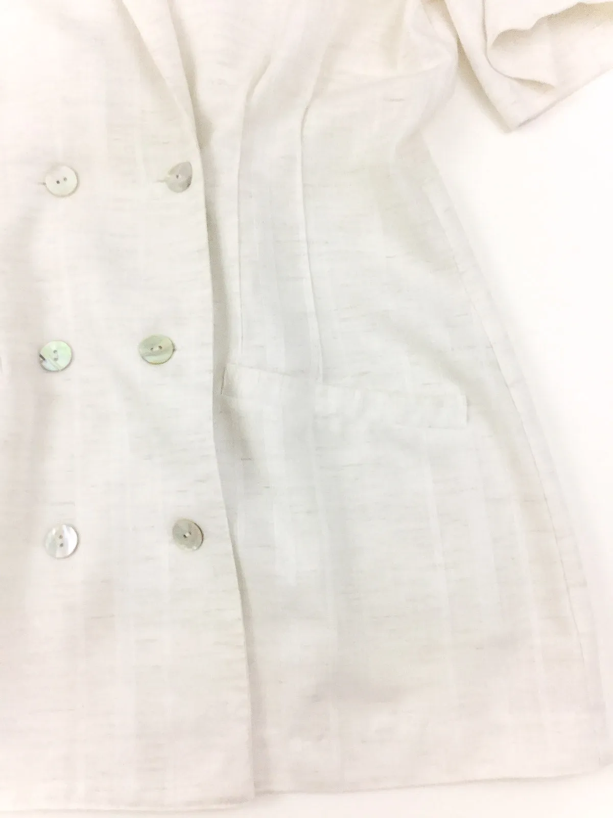 Vintage 80's short sleeve cream lightweight double breasted blazer jacket
