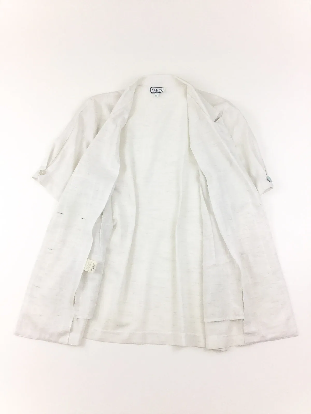 Vintage 80's short sleeve cream lightweight double breasted blazer jacket