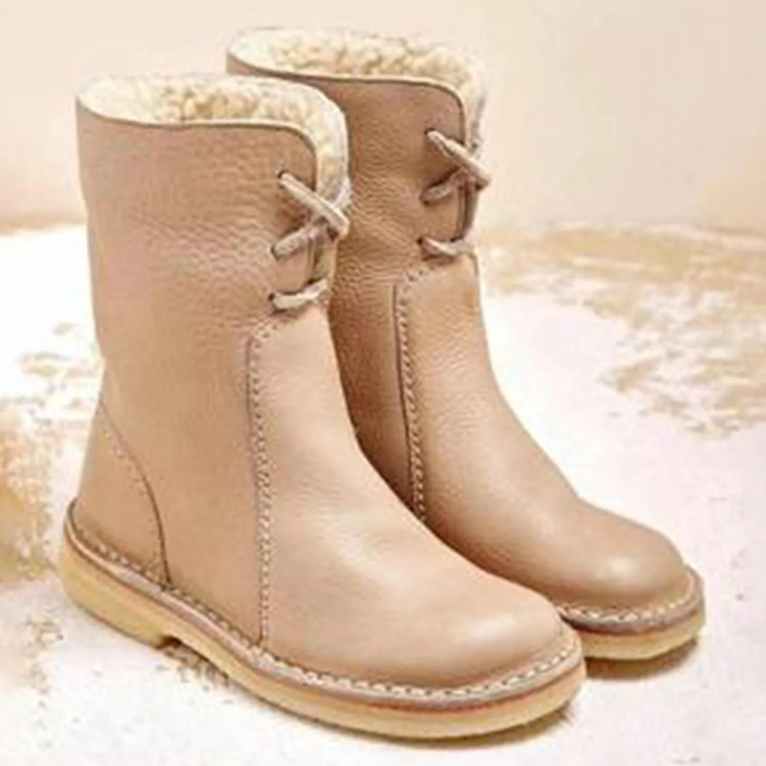 Vintage Buttery-Soft Waterproof Wool Lining Boots Vintage Buttery-Soft Wool Lining Boots PU Leather