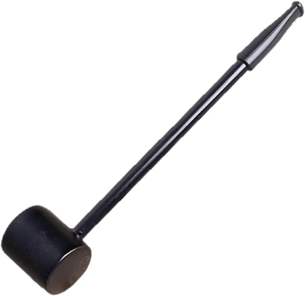 Vintage Wood Tobacco Pipe – Long Black Stem Smoking Pipe with Flat Wooden Bowl – Compact Handheld Design – Durable & Reusable – For Dry Tobacco Lovers