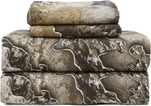 VISI-ONE RealTree Excape Queen Camo 4 Piece Sheet Set – Lightweight, Cooling, Wrinkle-Free Microfiber 15" Deep Pocket Sheets, Unisex Rustic Western Farmhouse Style Made to Complement all Living Spaces