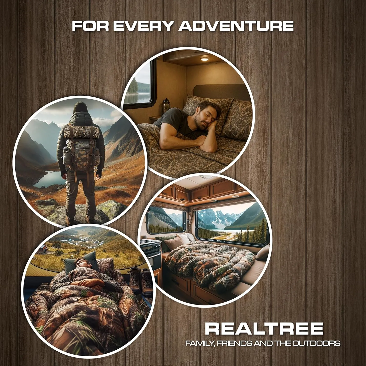 VISI-ONE RealTree Excape Queen Camo 4 Piece Sheet Set – Lightweight, Cooling, Wrinkle-Free Microfiber 15" Deep Pocket Sheets, Unisex Rustic Western Farmhouse Style Made to Complement all Living Spaces