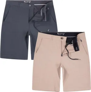 Visive Mens Shorts for Men, Hybrid Casual Golf Dress Flat Front Quick Dry Stretch Board Shorts, Lightweight Chino Short