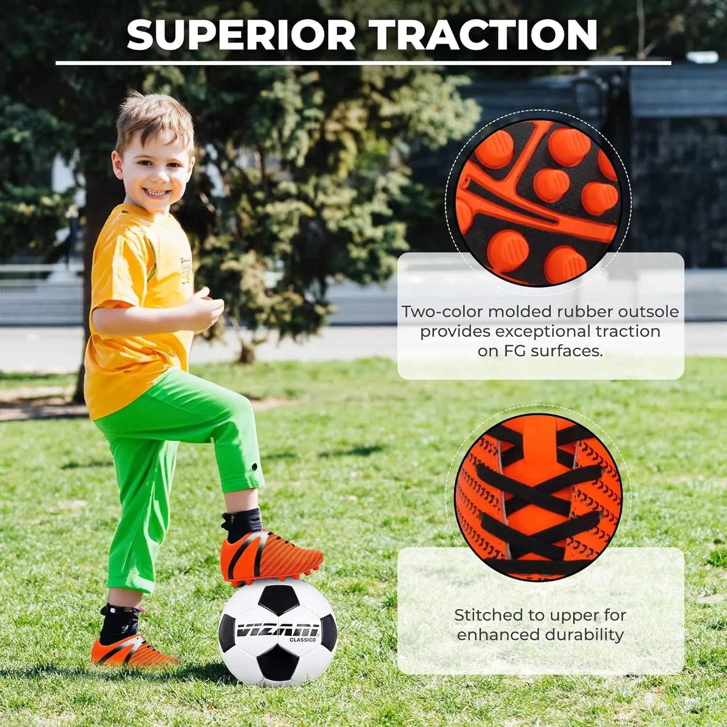 Vizari USA Impact Soccer Cleats for Kids – Youth Firm Ground Football Shoes | Breathable Design for Toddler, Little Kid & Big Kid Players