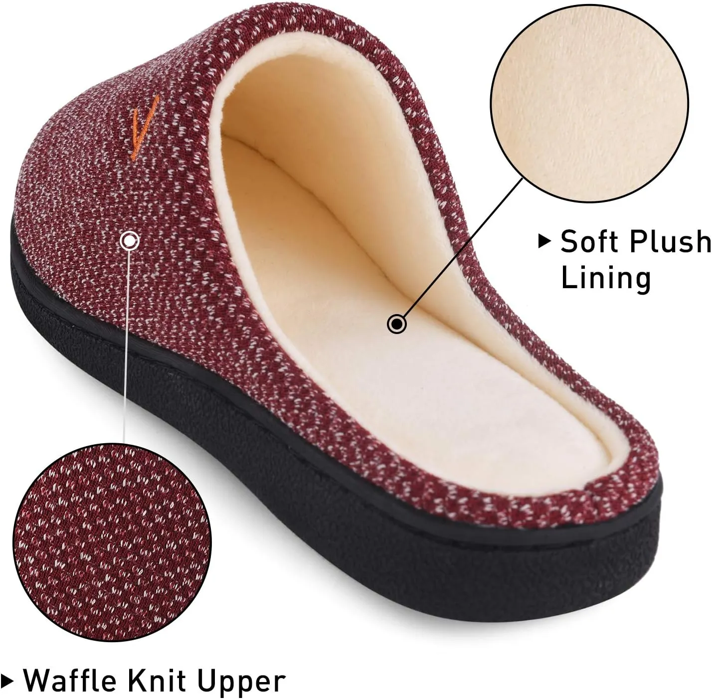 VONMAY Women's Slip On Slippers Warm Two-Tone Memory Foam House Shoes Lightweight Non-Slip Indoor Outdoor