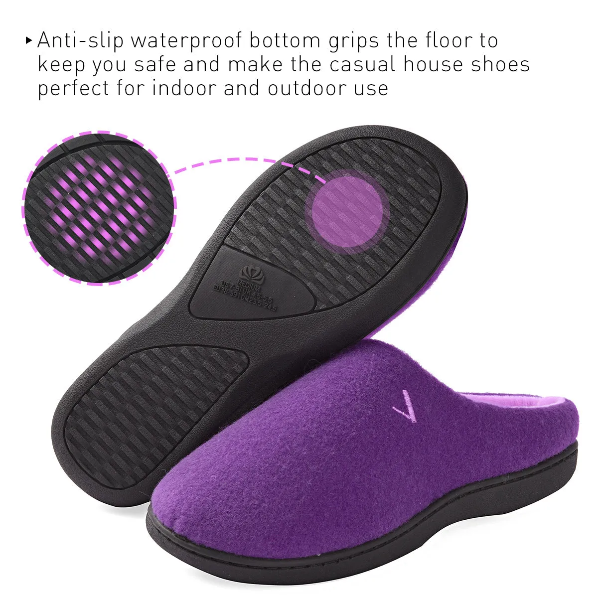 VONMAY Women's Slippers Slip On House Shoes Two Tone Memory Foam