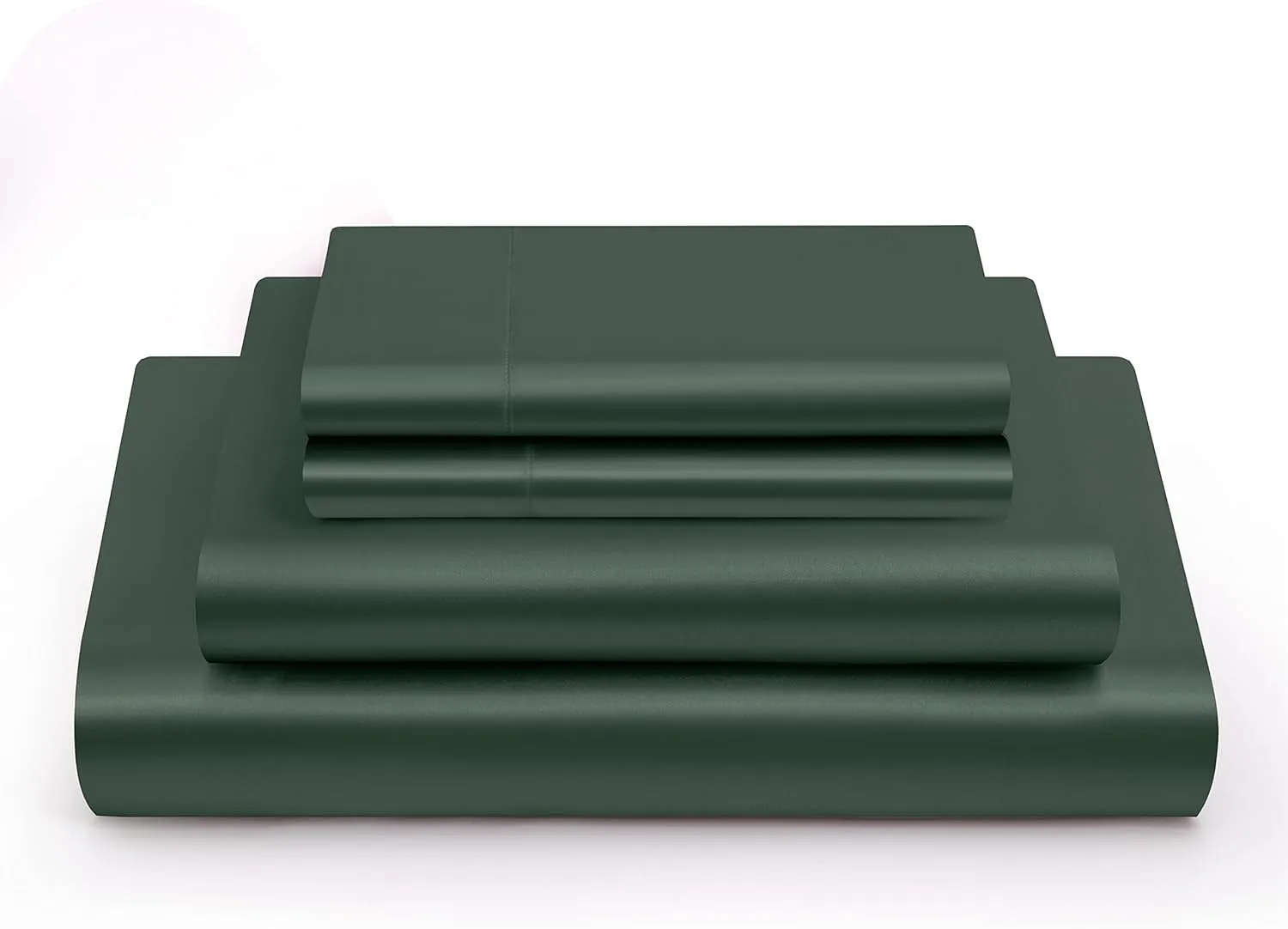 Vonty Satin Sheets Split King Silky Soft Satin Bed Sheets Forest Green Sheet Set, 2 Deep Pocket Fitted Sheet   1 Flat Sheet   2 Pillowcases