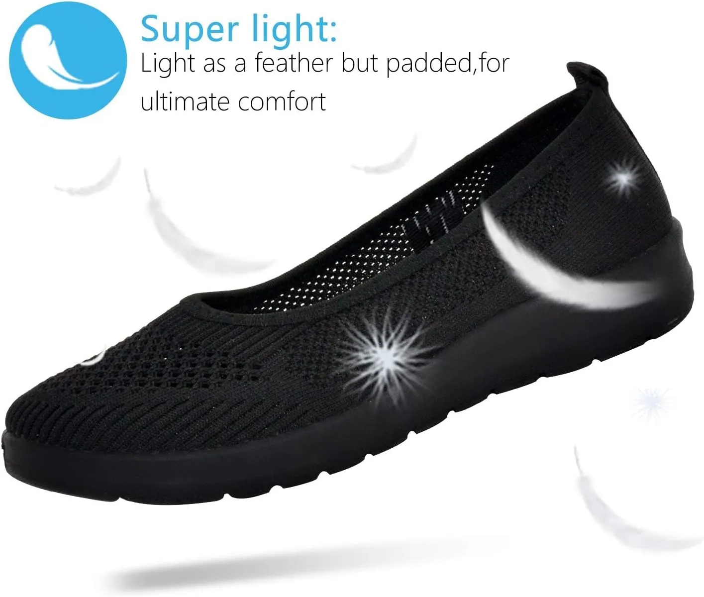 Walking Shoes Women Slip On Sneakers Comfortable Breathable Knit Flats