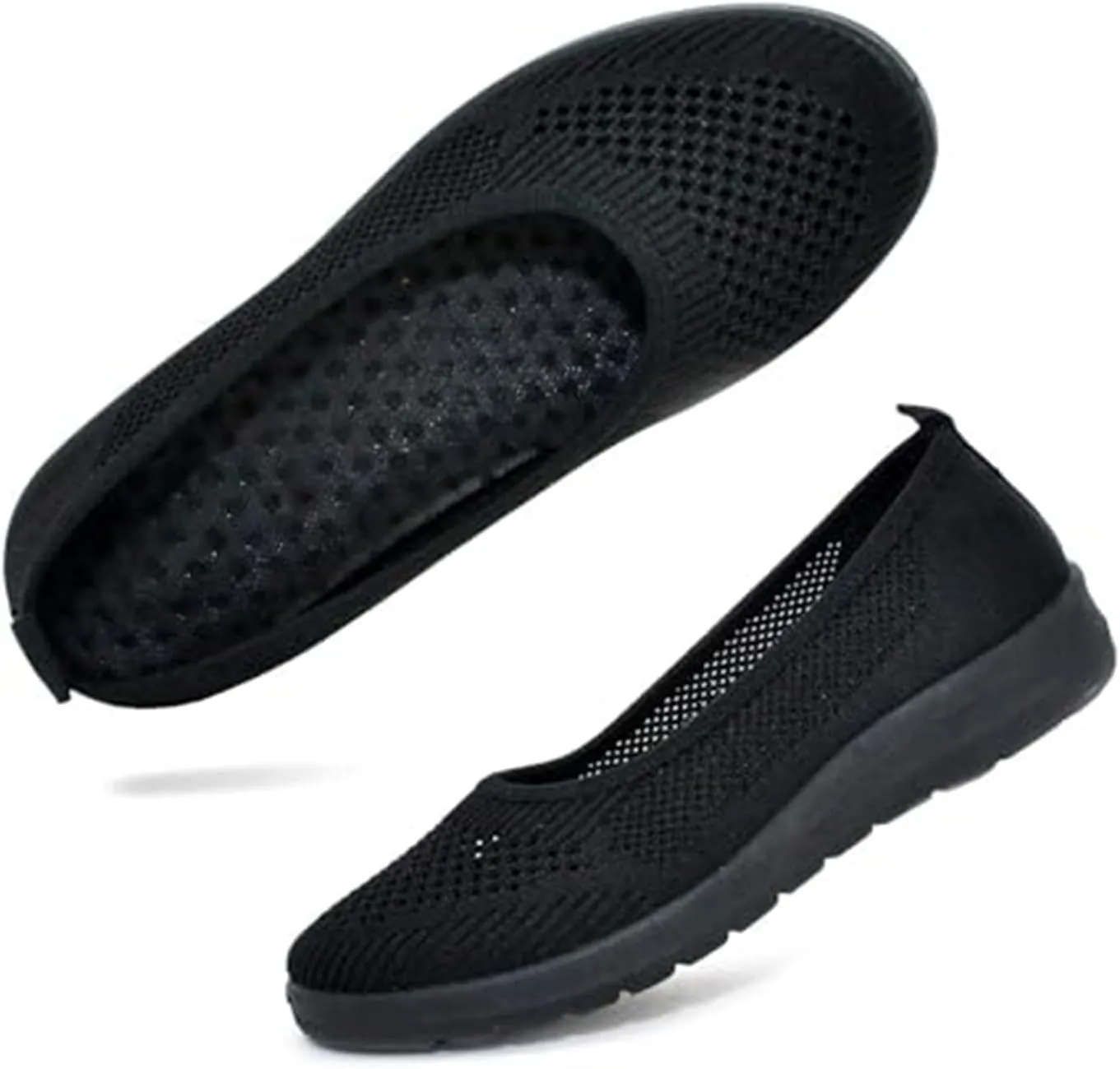 Walking Shoes Women Slip On Sneakers Comfortable Breathable Knit Flats