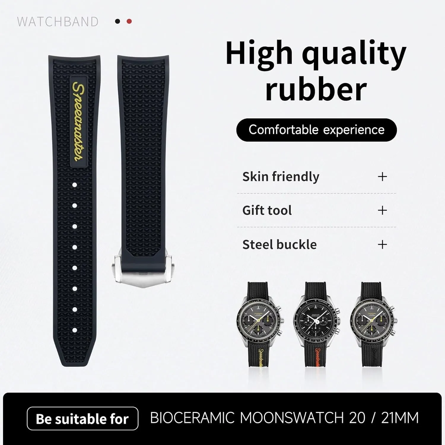 Watch band for Omega Speedmaster Moonwatch Seamaster 300 AT150 Planet Ocean 600 Watch Strap 20mm to 21mm Strap for Men's and Women's