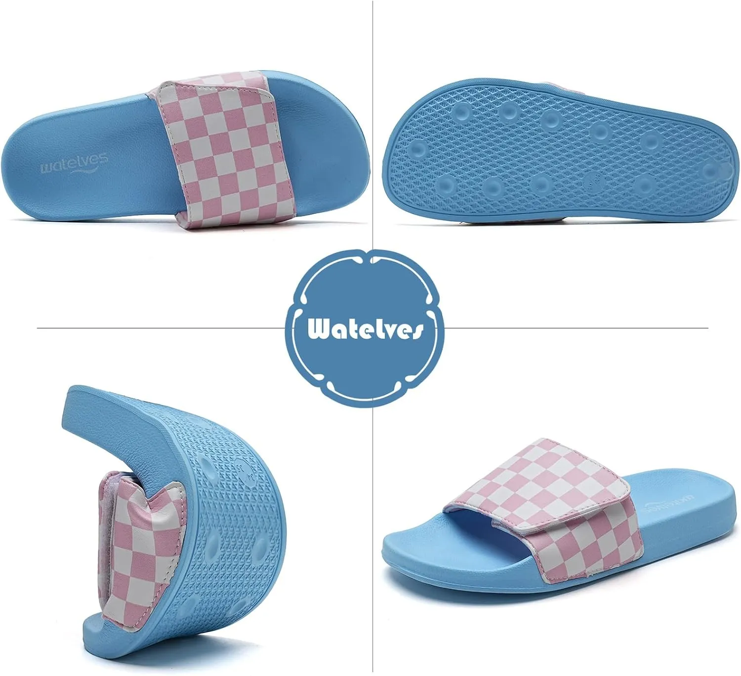 WateLves Girls & Boys Slide Sandals Kids Summer Slippers Slip On for Outdoor Beach Pool Shower (Little Kid/Big Kid)