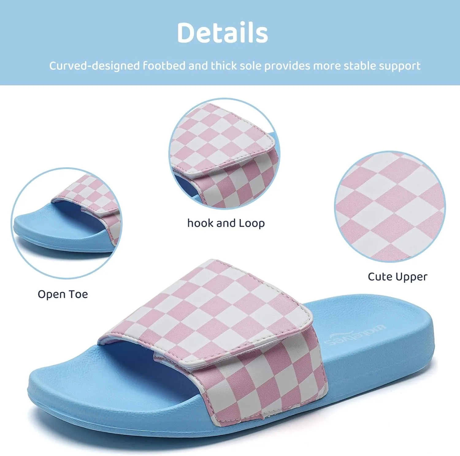 WateLves Girls & Boys Slide Sandals Kids Summer Slippers Slip On for Outdoor Beach Pool Shower (Little Kid/Big Kid)