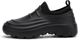 Waterproof Slip-On Garden Shoes, Black Platform Clogs, Lightweight Outdoor Work Shoes