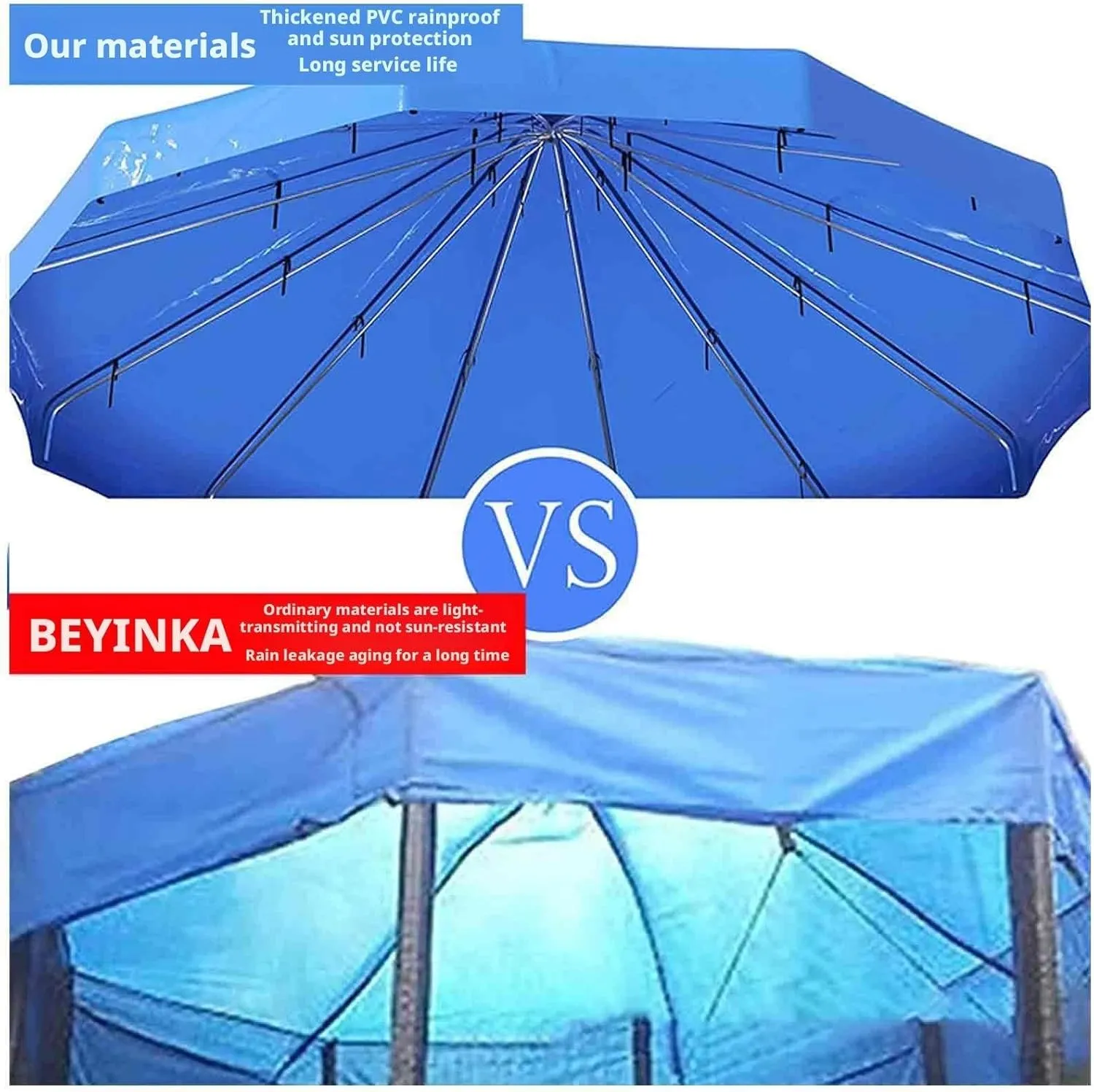 Waterproof Trampoline Cover Tent, PVC Top Cover for 6ft-16ft Round Trampolines, Sun-Proof, Easy Fold Design, Durable Protection (Trampoline Not Included)