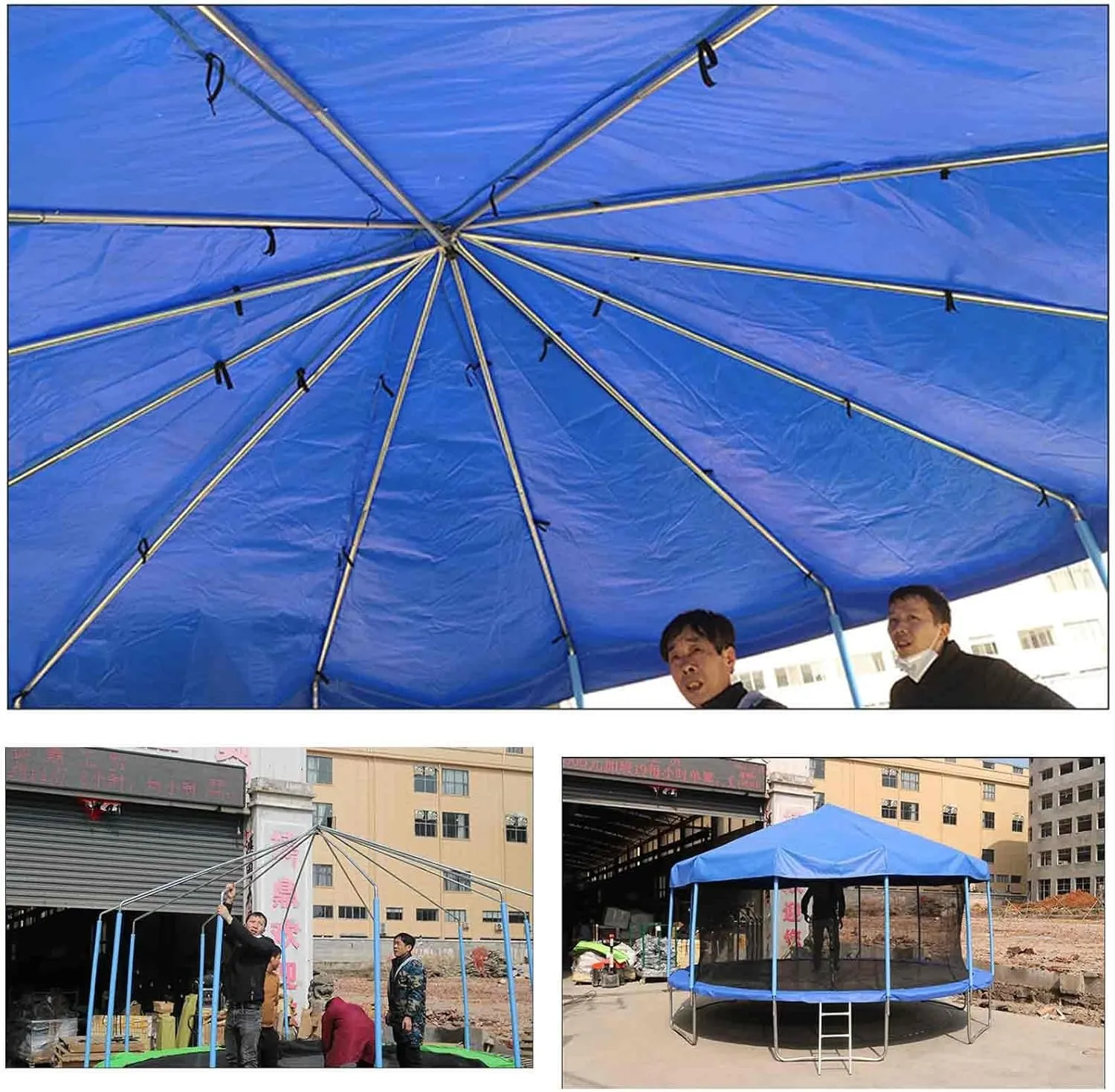 Waterproof Trampoline Cover Tent, PVC Top Cover for 6ft-16ft Round Trampolines, Sun-Proof, Easy Fold Design, Durable Protection (Trampoline Not Included)